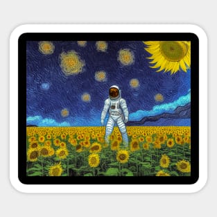 Astronaut Sunflower Impressionism Sticker